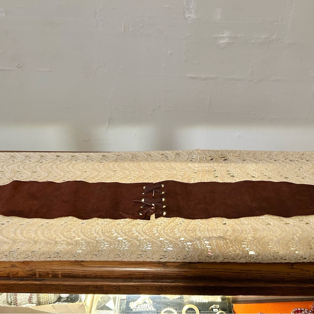 Vintage Brown Leather Suede Belt